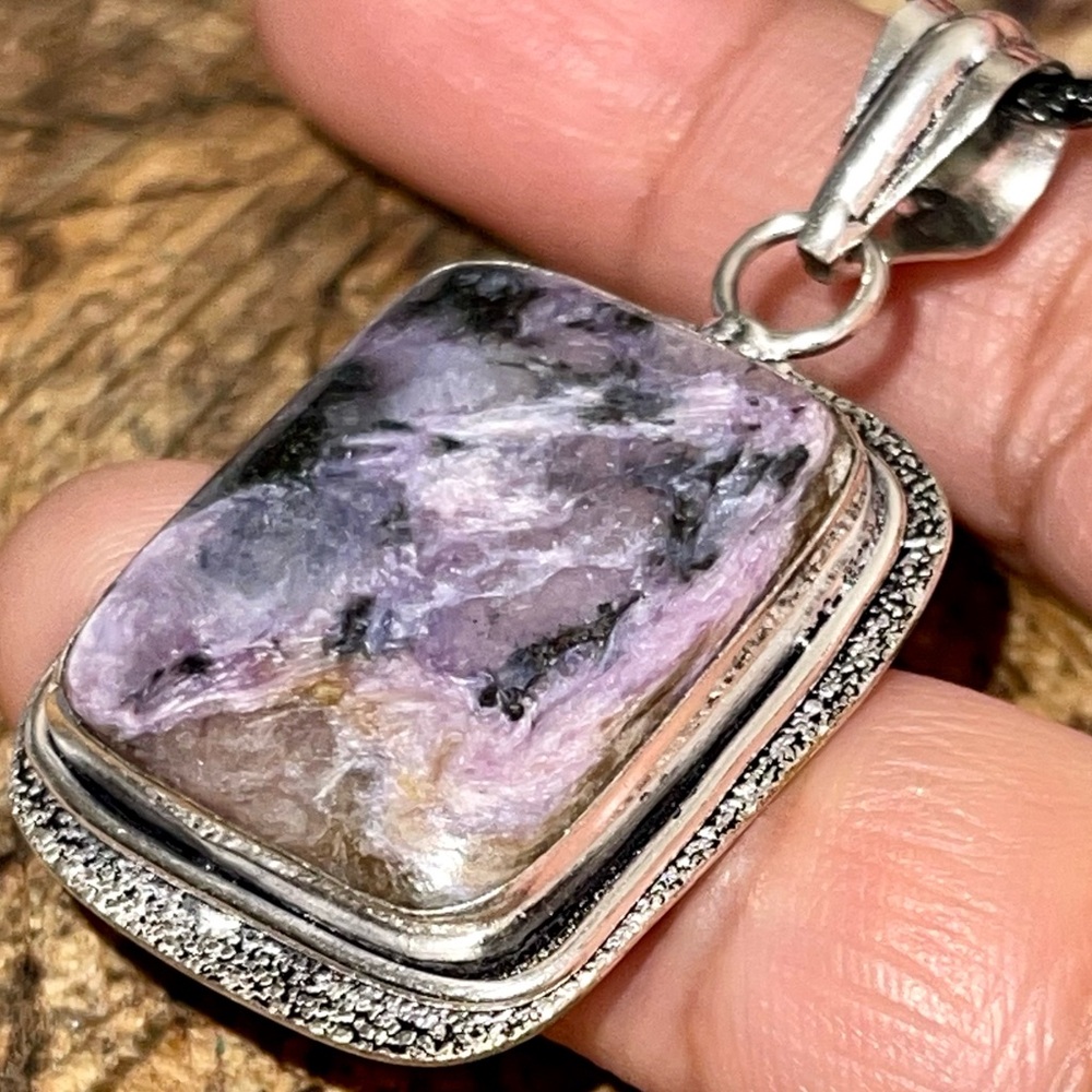Silver- Purple Charoite “Transformation Stone” Pendant 1 7/8”